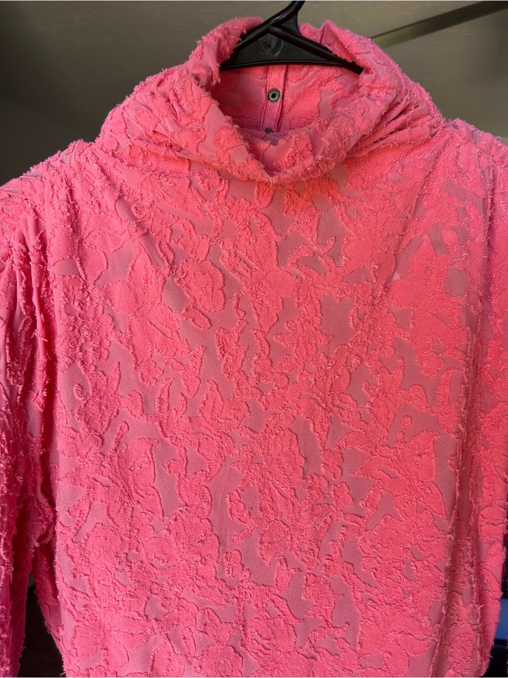 Textured Pink Turtleneck Lace Free People brand long sleeve dress